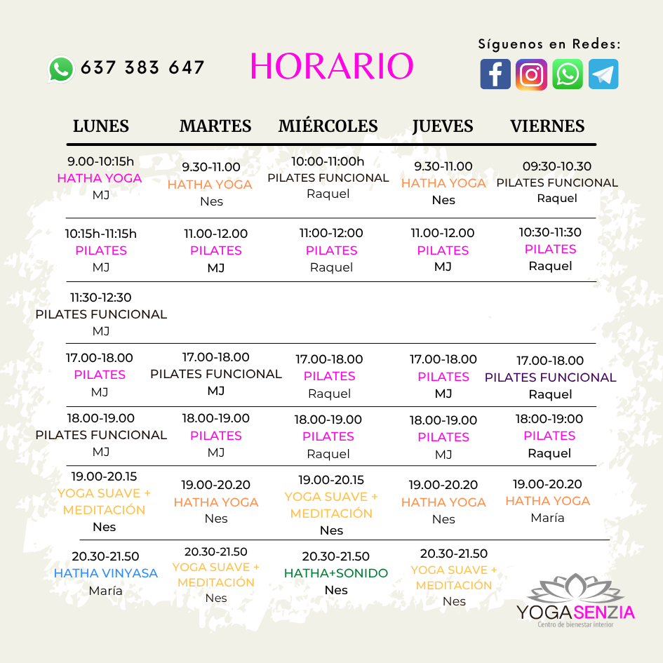 HORARIO Horario Yoga Senzia
